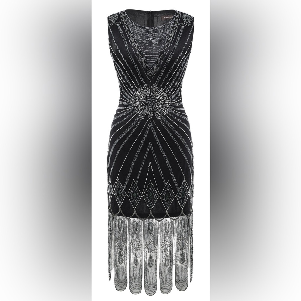 Black Beaded Sheath Dress